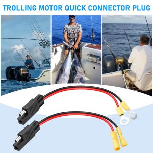 Linkstyle 4pcs 16 AWG Marine Trolling Motor Quick Disconnect, 16 Gauge Heavy-Duty SAE Quick Connector Plug Battery Accessory, for RV Trolling Boat Motor Solar Panel