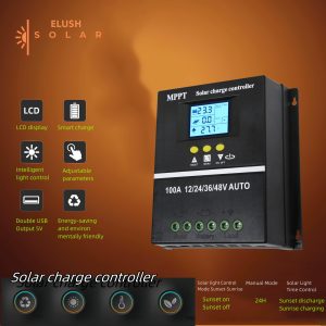 80A MPPT Solar Charge Controller 12V 24V 36V 48V LCD Display Battery Intelligent Regulator Max 100V Input Dual USB for Lead-Acid/Lithium (80A)