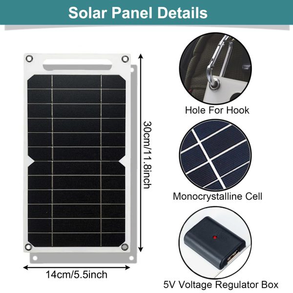 Aocoray Mini 5V 6W USB Solar Panel, Portable 5 Volt 6 Watt High Efficiency Monocrystalline Solar Panel Battery Charger for Cellphone Power Bank Camera Fan Camping Lantern etc.