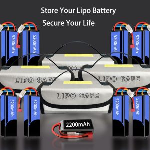 IANDAIROK 4PCS 185 * 75 * 60mm Lipo Battery Safe Bag Fireproof Charging Bag for RC Lipo Battery Pack Storage Charging Transport, Home Office Travel Lipo Safe Storage Pouch