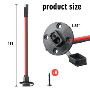 LeTaoXing 10AWG SAE Connector Power Socket Sidewall Port Weatherproof Quick Connector Solar Panel Flush Mount SAE Plug Adapter for Solar Generator Battery Charger 1Pair(with 8 Screws)