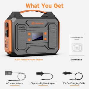 Portable Power Station 300W Solar Generator 280Wh (without Solar Panel), 110V Portable Power Bank with AC Outlet Pure Sine Wave, DC, USB QC3.0, External Lithium Battery Pack for Camping RV Home Use