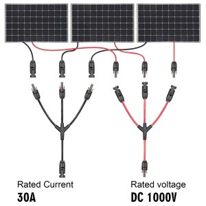 LeTaoXing Solar Panel Connectors 3 to 1 Y Branch PV Connector Kit 1 Pair Solar Parallel Adapter 30A IP67 Waterproof Solar Panel Splitter Cable for RVs Roof (M/FFF, F/MMM)