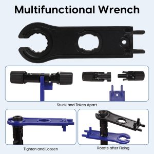 60PCS Solar Crimping Tool Kit -14 Pairs Solar Connectors(Contains 14 Pairs Copper Needles) 2PCS Spanner Wrench 1PCS Solar Crimper Tool for Solar Panel Cable Assembly and Installation with Storage Bag