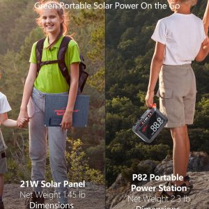 POWSTREAM Solar Generator 88.8Wh Portable Power Station with Solar Panel Included, Lithium Ion Battery Power Bank with AC USB Output for Outdoor Camping Adventure Home Emergency Blackout Trip