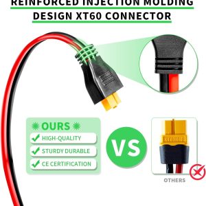 Solar Panel Connector to XT60 Connector Cable 50FT, 10AWG Solar to XT60 Charge Extension Cable XT60 (Plug Female) Cable for RV Folding Solar Panel, Portable Power Station, Solar Generator