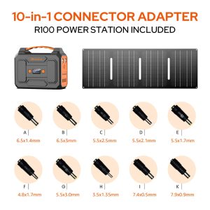 Portable Solar Generator with Panel, 100W Portable Power Station with 40W Solar Panel, 110V AC Outlet Camping Solar Power Generator 146Wh Lithium Battery Pack for Home Use, RV, Outdoor Power Outage