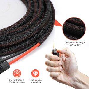 Feotech Twin Wire 5FT Solar Extension Cable - 10AWG(6mm²) Solar Panel Connector, with 2 Pairs-IP67-Male/Female Solar connectors for Outdoor Automotive RV Boat Marine Solar Panel- Black & Red