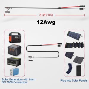 ACCESECO Solar Extension Cable with PV Female and Male connectors, 20ft 14AWG Solar Panel Wire Adapter for Home, Boat and RV Solar Panels