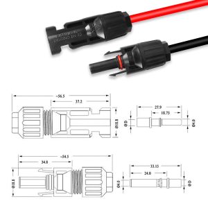 GELRHONR 14AWG Solar Panel Extension Cable,Solar Panel Female to Male Connectors Adaptor Kit for Solar Panels, Photovoltaic Systems(Red+Black) (14AWG 2M/6.5FT M to F)