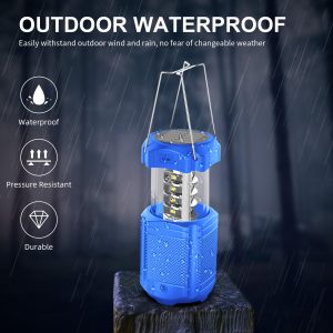 Camping Lantern 5000mAh Solar Hand Crank Telescopic LED Flashlight USB Charger for Power Outages ,Portable Rechargeable Battery Powered Operated Lanterns Lamp, Camping Gear Accessories (Blue)