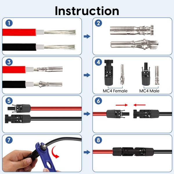 60PCS Solar Crimping Tool Kit -14 Pairs Solar Connectors(Contains 14 Pairs Copper Needles) 2PCS Spanner Wrench 1PCS Solar Crimper Tool for Solar Panel Cable Assembly and Installation with Storage Bag