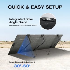 EF ECOFLOW 220 Watt Portable Solar Panel, 25% High Conversion Efficiency N-Type Solar Cell, NextGen Foldable Solar Panel with Adjustable Kickstand, IP68 Waterproof for Camping RV Off Grid System