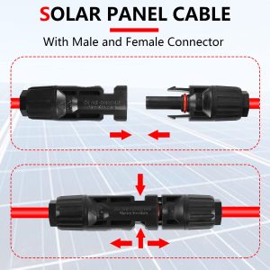 GELRHONR 14AWG Solar Panel Extension Cable,Solar Panel Female to Male Connectors Adaptor Kit for Solar Panels, Photovoltaic Systems(Red+Black) (14AWG 2M/6.5FT M to F)