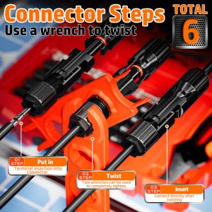 PEBA Crimping Tool Solar Connector kit for Solar Panel PV Cable, with Solar Crimper AWG16-10, Wire Stripper, Cable Cutter, Solar Connector Spanner Wrench, Complete Solar Assembly Tool Box Kit