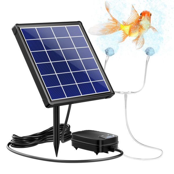 NFESOLAR Solar Pond Aerator for Fish Pond, 3W Solar Panel with Built-in Battery Backup, 3 Working Modes, 2 Air Stones, Solar Air Pump for Outdoor Small Pond Stock Tank Hydroponics