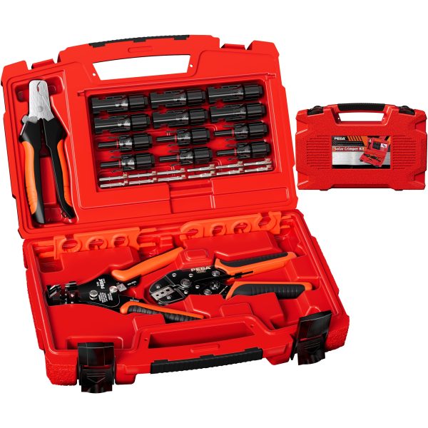 PEBA Crimping Tool Solar Connector kit for Solar Panel PV Cable, with Solar Crimper AWG16-10, Wire Stripper, Cable Cutter, Solar Connector Spanner Wrench, Complete Solar Assembly Tool Box Kit