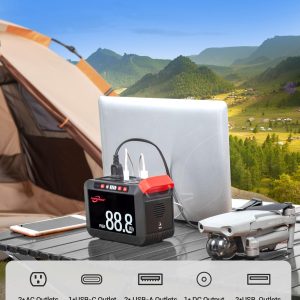 POWSTREAM Solar Generator 88.8Wh Portable Power Station with Solar Panel Included, Lithium Ion Battery Power Bank with AC USB Output for Outdoor Camping Adventure Home Emergency Blackout Trip