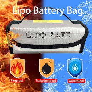 IANDAIROK 4PCS 185 * 75 * 60mm Lipo Battery Safe Bag Fireproof Charging Bag for RC Lipo Battery Pack Storage Charging Transport, Home Office Travel Lipo Safe Storage Pouch