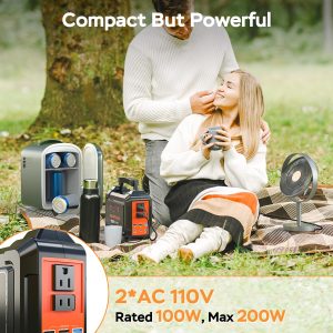 Portable Power Station 200W Peak MARBERO Camping Solar Generator 167Wh Power Bank with AC Outlet 110V with Multi-Output LED Flashlights for CPAP Home Camping Hurricane Emergency