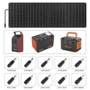 Takki 350W Peak Solar Generator Portable Power Station with 40W Solar Panels Included, 240Wh Solar Power Bank AC DC USB Ports for Camping Tent Emergency Outdoor