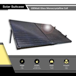 ExpertPower 200Watt Glass Monocrystalline Cell Solar Panel Suitcase |2pcs 100W Foldable | Build-in Stand Frame |MC 4 Connector for Solar Powered Generator and Off Grid System