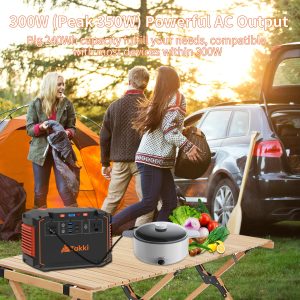 Takki 350W Peak Solar Generator Portable Power Station with 40W Solar Panels Included, 240Wh Solar Power Bank AC DC USB Ports for Camping Tent Emergency Outdoor