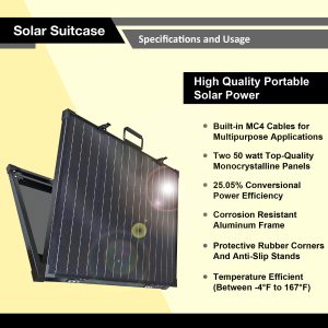 ExpertPower 200Watt Glass Monocrystalline Cell Solar Panel Suitcase |2pcs 100W Foldable | Build-in Stand Frame |MC 4 Connector for Solar Powered Generator and Off Grid System