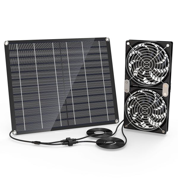 Solar Fan, 30W Solar Powered Fan, Greenhouse Solar Fan. Suitable for small chicken coops, pet houses, and solar ventilationFan, IPX7 waterproof solar panel fan Kit