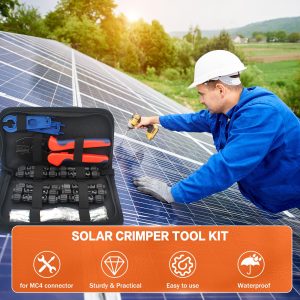 Predimeza Solar Crimping Tool Kit for Solar Panel Connectors - a Crimper, 10 Pairs of Solar Wire Connectors and 1 Pair Solar Y Connector, 2 Pairs of Spanner Wrench for Solar Cable Connectors