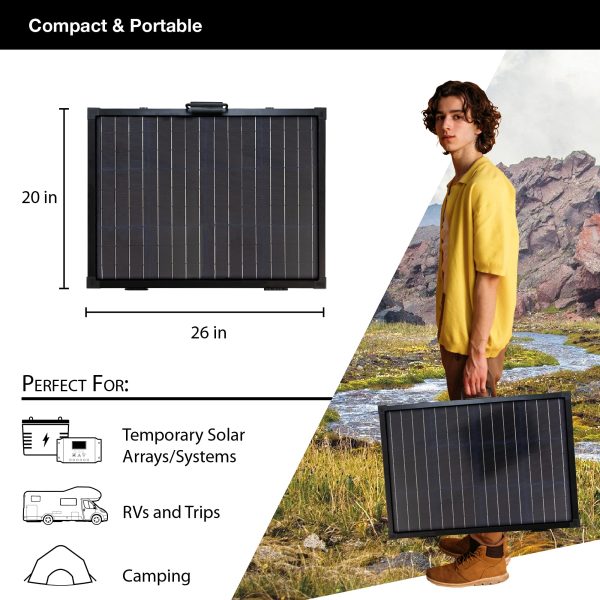 ExpertPower 200Watt Glass Monocrystalline Cell Solar Panel Suitcase |2pcs 100W Foldable | Build-in Stand Frame |MC 4 Connector for Solar Powered Generator and Off Grid System