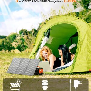 MARBERO 150W Peak Solar Generator with 30W Solar Panel 88.8Wh Camping Portable Power Station 110V Power Bank with AC Outlet(2*USB A, 2*USB C, 2*AC) for Outdoor Travel Home Emergency Blackout Hurricane