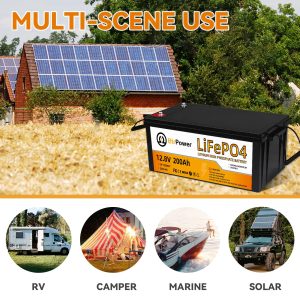 12V 200Ah Lithium LiFePO4 Battery, 8000+ Deep Cycles Lithium Batteries with 100A BMS, Max 2560Wh Energy, Perfect for Backup Power,Home Storage Energy,Solar System and Off-Grid Applications