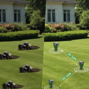 Mole Repellent for Lawns, Solar Powered | Patent Screw-Shape-Stake Design | IP65 Waterproof, Varying Sonic and Vibration to Expel Mole Gopher Snake Vole, for Lawn Garden & Yard (Lawn green-2)