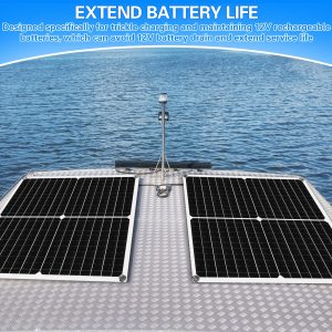 Tujoe 2 Set Solar Battery Panel Charger Portable Waterproof Solar Battery Trickle Charger Maintainer Solar Car Battery Charger for Automotive Motorcycle Boat Marine RV Trailer Snowmobile (30W 12V)