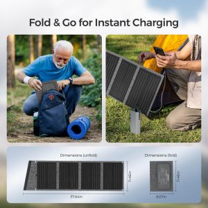 Renogy E.Flex 30W Portable Solar Panel for Camping, Hiking, and Outdoor Activities, Compact and Lightweight, IP65 Waterproof, Charging Multiple Devices with Double Fast Charging Ports