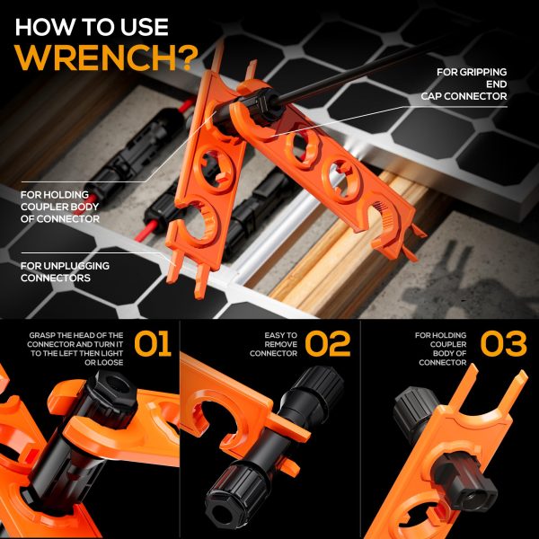 SOMELINE® Solar Connector Crimping Tool Kit, 14-10 AWG Crimper for Solar Panel Cables, Tool Kit with 12 Pairs of Solar Connectors and Wrench and Stripper and Crimper, Solar Panel Connectors