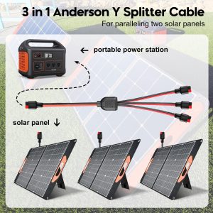 PAEKQ Anderson Y Splitter Cable Solar Panel Connector 1 to 3 Branch Parallel Adapter Cable for Portable Solar Generator Power Station Compatible with Goal Zero Jackery High Power Pole Port Connector