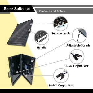 ExpertPower 200Watt Glass Monocrystalline Cell Solar Panel Suitcase |2pcs 100W Foldable | Build-in Stand Frame |MC 4 Connector for Solar Powered Generator and Off Grid System