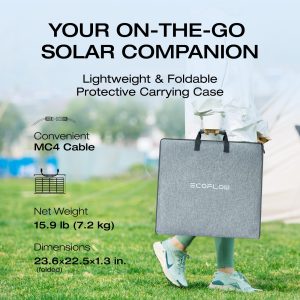 EF ECOFLOW 220 Watt Portable Solar Panel, 25% High Conversion Efficiency N-Type Solar Cell, NextGen Foldable Solar Panel with Adjustable Kickstand, IP68 Waterproof for Camping RV Off Grid System