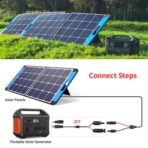 ELFCULB Solar Panel to DC 8MM Adapter,14AWG 2FT Solar Connector to DC 8MM Male Converter Cable with DC 5.5×2.5mm Converter for Portable Power Station Solar Generators