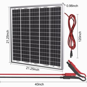 SOLPERK 50W 24V Solar Panel, Solar Battery Trickle Charger Maintainer with 10A Charge Controller for Trailer Tractor Truck Boat Marine Motorcycle RV Car Gate Opener