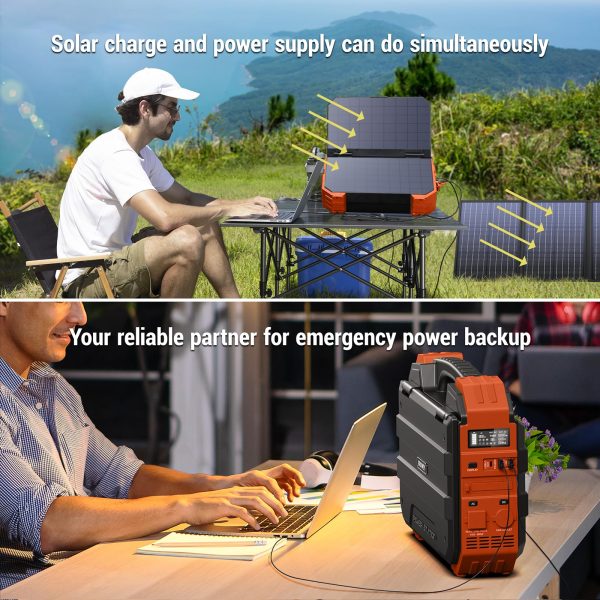 BROWEY Portable Power Station with Built-in Solar Panel, 614WH/192000mAh LiFePO4 Battery Pack, 600W Solar Generator with AC/DC/USB/PD Outputs for Outdoor Camping, RV Travel, Emergency Preparedness