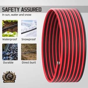 10 Gauge Wire Tinned Copper 10 Awg Wire, 30 FT Flexible 10 Gauge Marine Wire for Solar Panel Automotive Battery Marine Speaker Automotive Lighting-Black&Red Oxygen Free Solar Panel Wire