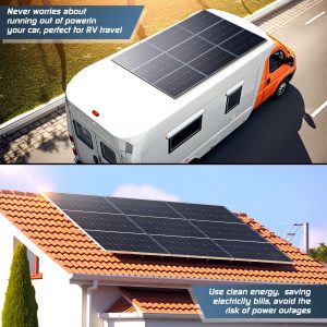 SJUEDENG 100 Watt Solar Panel Kit Ring Camera Solar Panel 100w, RV Solar Panel Kit Flexible with Connectors Extension Wires Charger for Battery Marine Boat Cabin Van Car Doorbell Outdoor Cam