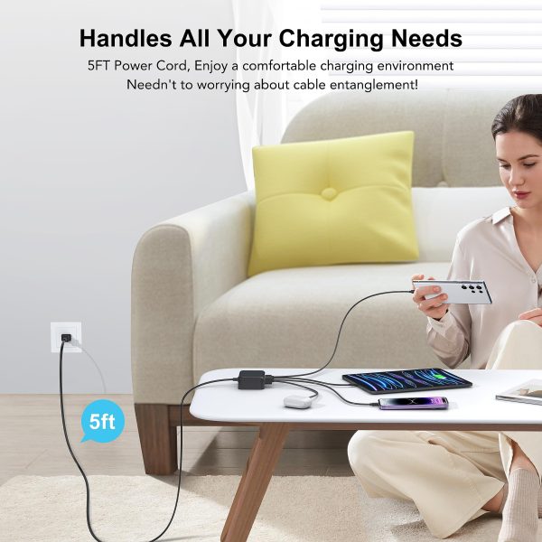 USB C Fast Charger 100W GaN 6 Port Type USB C Charging Station Hub Block USB C Wall Charger Power Strip Adapter Plug Cube Brick 3 USB C 3 USB A for iPad iPhone 15 14 13 12 11 Pro Max Pixel Note Galaxy