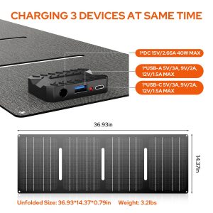 Portable Solar Generator with Panel, 100W Portable Power Station with 40W Solar Panel, 110V AC Outlet Camping Solar Power Generator 146Wh Lithium Battery Pack for Home Use, RV, Outdoor Power Outage