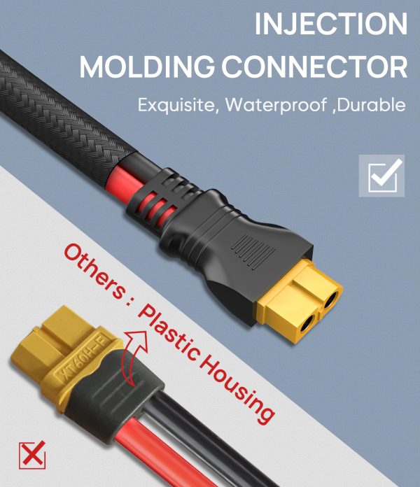 Naponal 12AWG-10ft Advanced Solar to XT60 Charging Cable,Redesign Solar Panel Connector to XT60i Adapter Extension Wire for EF ECOFLOW RIVER DELTA Portable Power Station RV Solar Panel Solar Generator