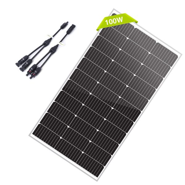 Newpowa 100W 12V Solar Panel Kit with 100W Rigid Solar Panel + NPC-46 Y Branch Connector M/FF + F/MM