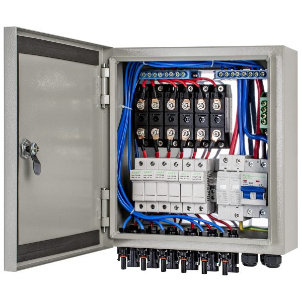 ECO-WORTHY 6 String PV Combiner Box(Metal Case) & 63A Circuit Breakers for Solar Panels